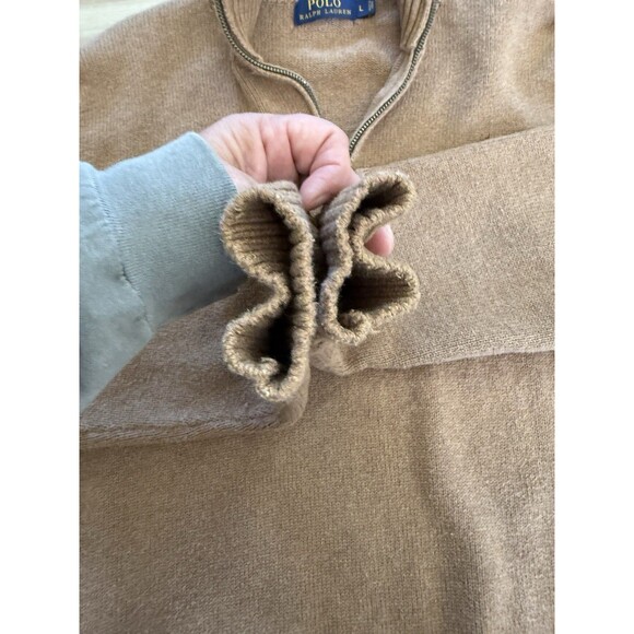 Vintage Vintage Polo Ralph Lauren Beige 1/3 Zip Knitted Sweater- Large - Picture 5 of 10